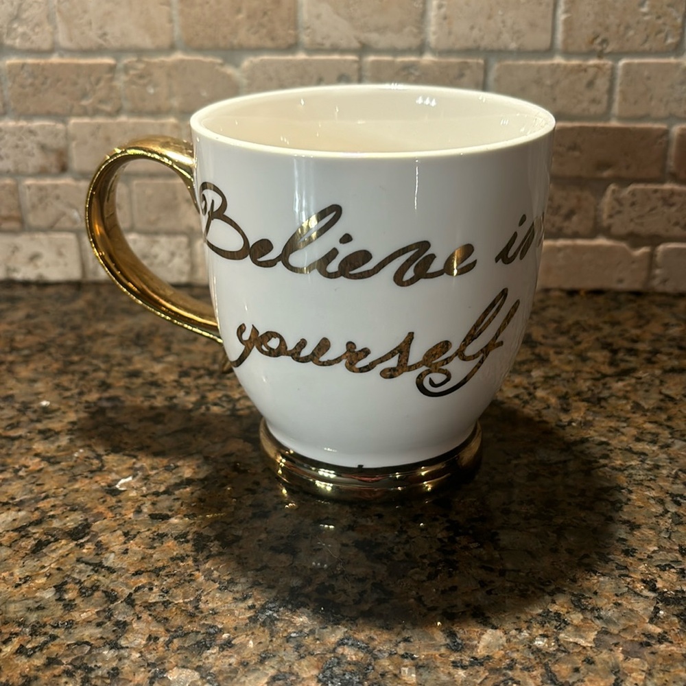 NEW Believe In Yourself White Gold Mug